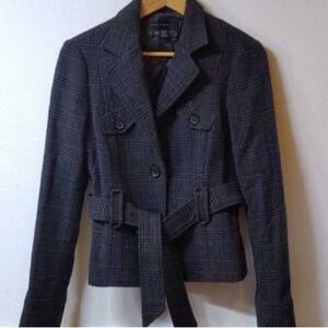 ZARA Woman - Wool Plaid Cropped Jacket / Coat - Size Large
